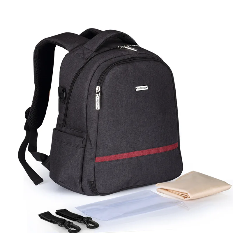 Сумка для подгузников для мам, брендовая Большая вместительная сумка для детских подгузников, рюкзак для путешествий, дизайнерская сумка для ухода за ребенком - Цвет: Черный