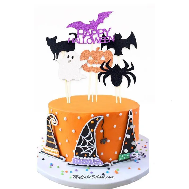 6PCS DIY Cake Topper Halloween Party Baking Cupcake