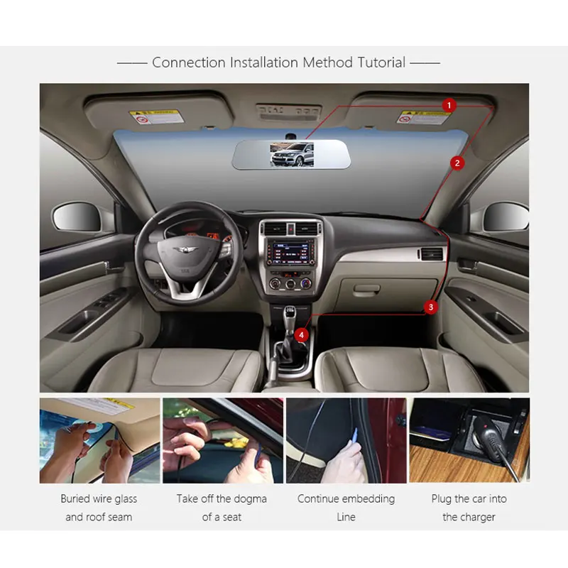 DSYCAR Anytek A80, двойной объектив, DVR камера, Автомобильный видеорегистратор, Ультра тонкое зеркало заднего вида, 1080 P, g-сенсор, датчик жестов, видеорегистратор