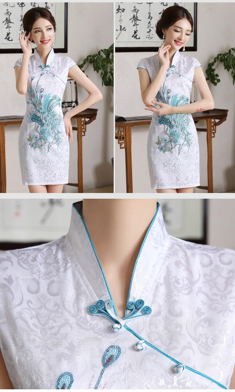 SHENG COCO New Satin Women's Traditional Chinese Cheongsam Dresses Vestido Printing Stand Collar Short Sleeve Silk Plus Size 4XL (24)