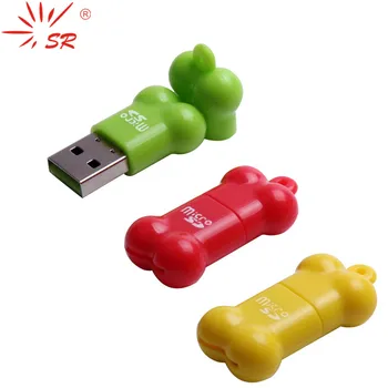 

SR USB Card Reader Little Bone Shape MicroSD Card T-Flash Memory Card Up to 64GB 3 Colors