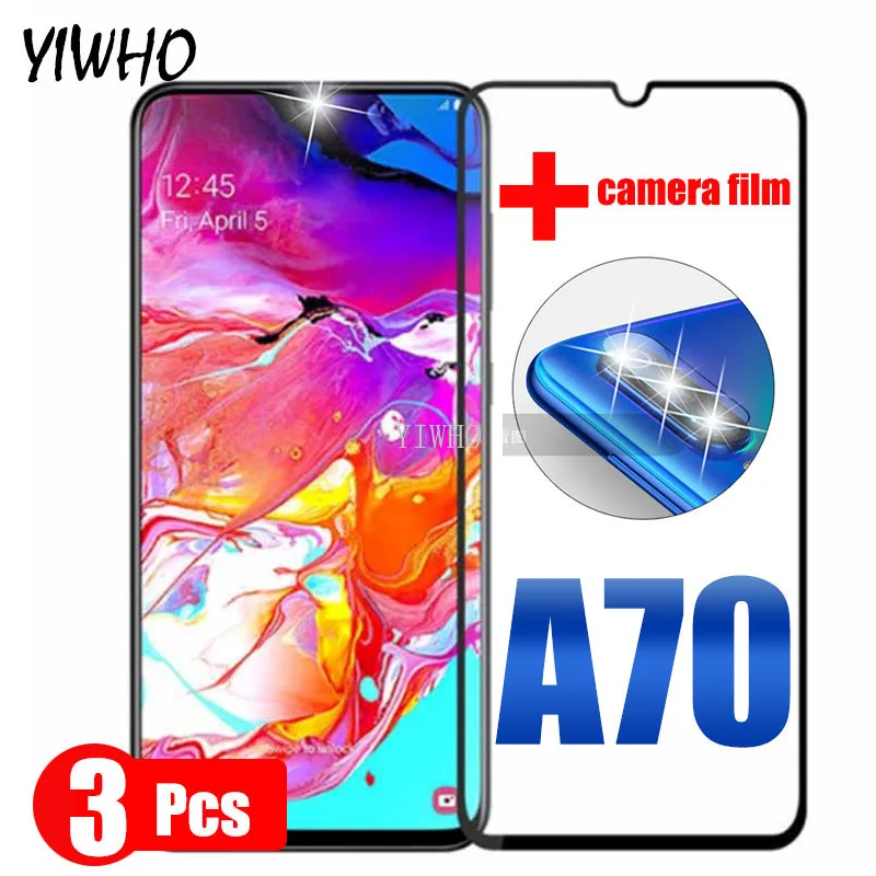 

Protective Glass Case on For Samsung Galaxy A70 Glass In Camera Lens Film Screen Protector A 70 2019 Tempered A705F A7050 Covver