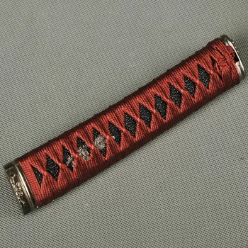 

Nice Handle Tsuka Brown Silk Ito & Imitated Black Rayskin & Alloy Fuchi Kashira Fitting for Japanese Samurai Sword Wakizashi
