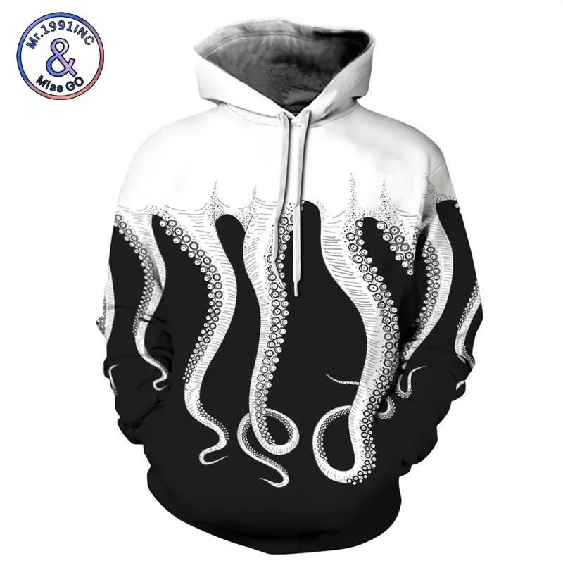 

Mr.1991INC Space Galaxy 3d Sweatshirts Men/Women Hoodies With Hat Print Octopus tentacles Thin Hooded Hoody Tops