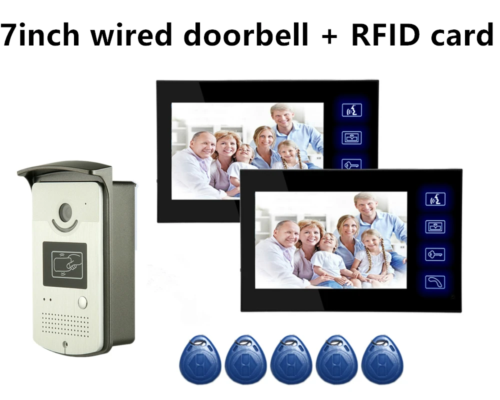 

Yobang Security Waterproof RFID Access Control IR Camera 7''Inch Wired Video Door Phone Doorbell Speakephone Intercom System