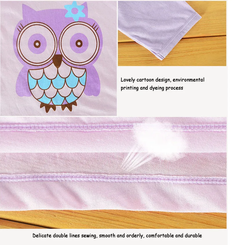 Slinbo бренд пижама детская Тонкий Ночное Хлопок Сова животных печати с длинным рукавом фиолетовый Пижама для младенцев для Обувь для девочек От 2 до 5 лет