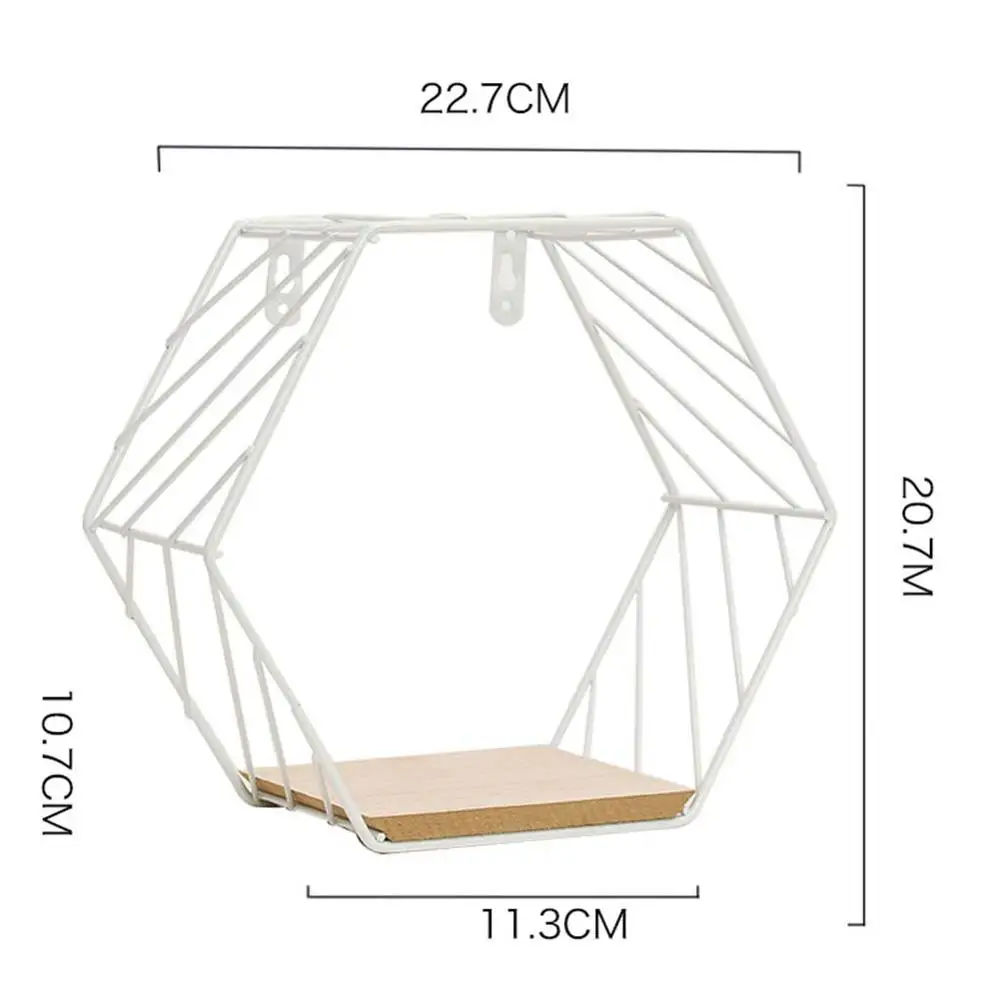 Железная шестиугольная сетка настенная полка комбинированная настенная подвесная геометрическая фигура для украшения стен гостиная спальня Скандинавская стойка - Цвет: 8