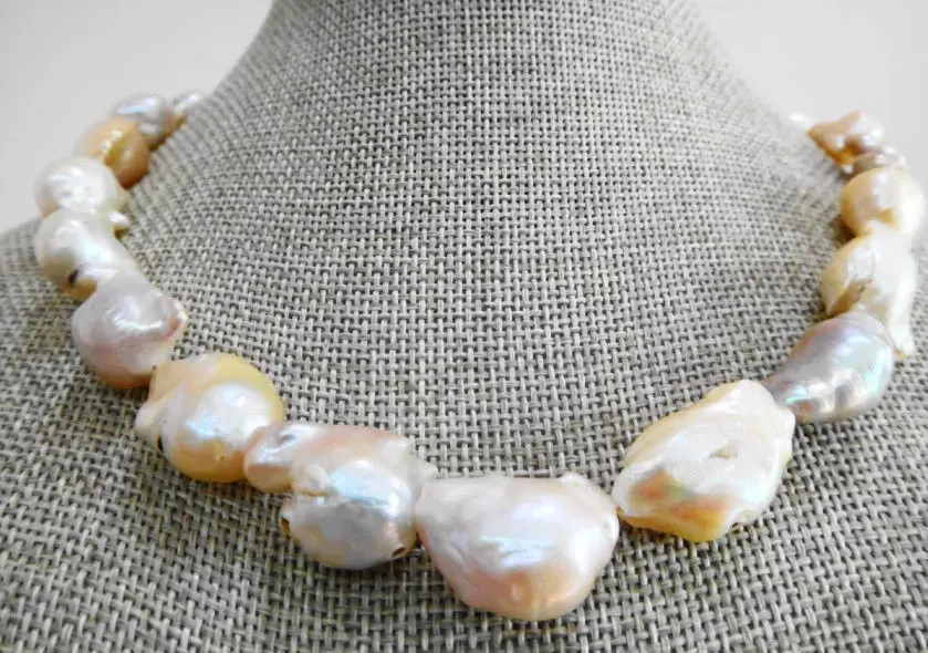 

Jewelr 004276 NATURAL SOUTH SEA GOLD LAVENDER MULTICOR PEARL NECKLACE 14KGP