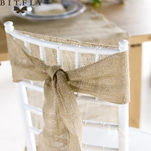 Poco volar 5 unids/lote de encaje Vintage fajas de arpillera para silla lazos boda silla nudo decoración para 2019 primavera boda romántica fiesta