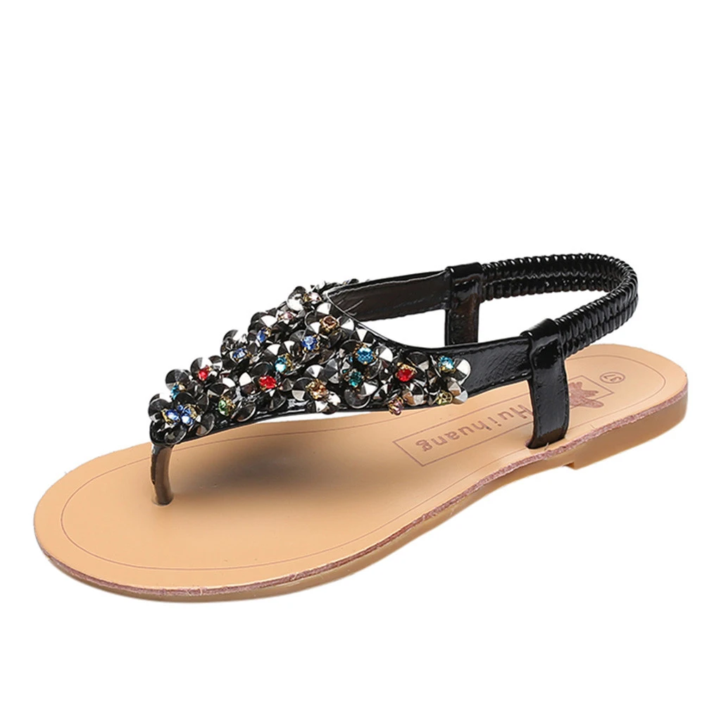 Woman Plus Size Flat Slipper Women Slipper Summer Retro Rome Slipper Fashion Casual Home Slippers Beach Shoes Pure Color Point Print Flock One Band Ankle Strap Flip Flop Slipper