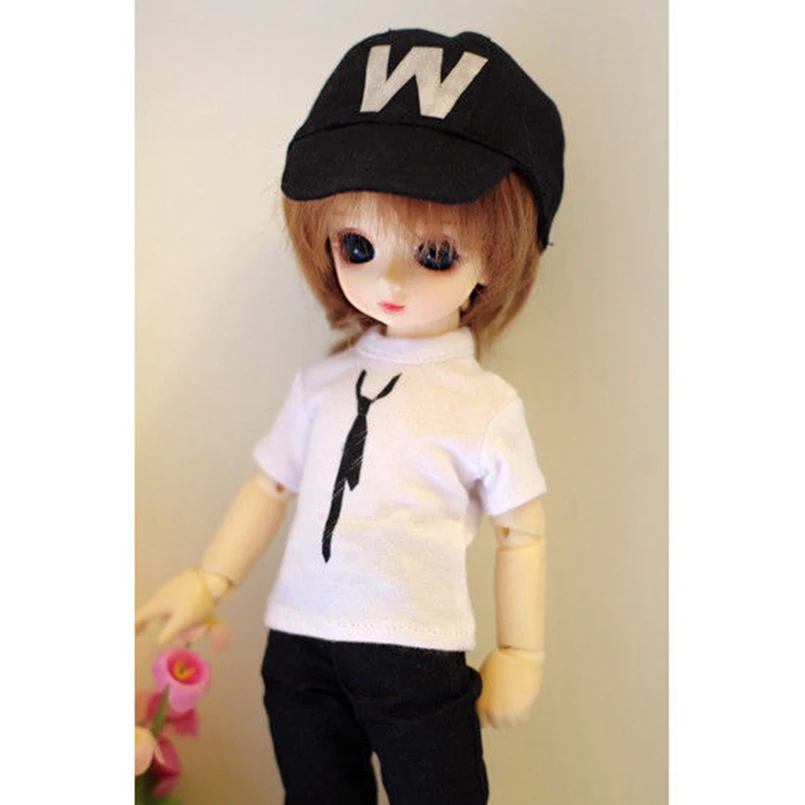 1/6 BJD черная/белая футболка с галстуком верхняя одежда для 11 &quot27 см 1/4 высота YOSD DK DZ