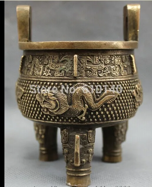 

Chinese Bronze Copper Buddhism Fly Dragon Head Statue Lion Incense Burner Censer