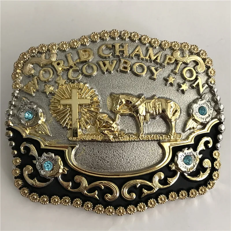 

Retail New Style High quality World Champion Cowboy Belt Buckle With 10.5*8.5cm Metal Men Buckles Belt Jewelry accessories