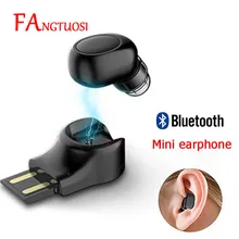 FANGTUOSI, Мини Bluetooth наушники, беспроводная гарнитура, стерео наушники, скрытые микро наушники с микрофоном для iPhone X 7, наушники-вкладыши