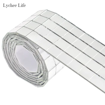 

Lychee Life Self Adhesive Real Square Glass Mirror Mosaic Tiles For DIY Home Decoration Crafts
