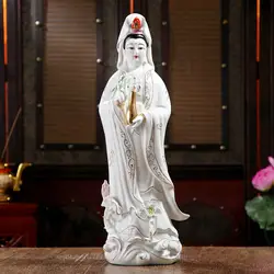 Белый фарфор Guanyin Будда Авалокитешвара благословит вас скульптура керамический орнамент статуя Kwan-yin Bodhisattva высота 30 см