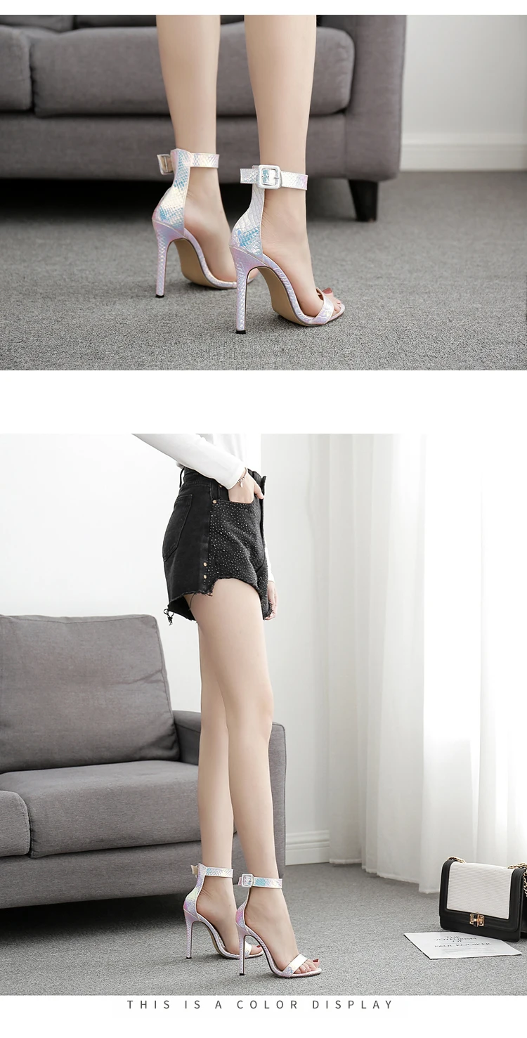 Aneikeh/ г.; модная женская обувь из искусственной кожи; босоножки на тонком высоком каблуке; босоножки на ремешке с пряжкой на лодыжке; туфли-лодочки; вечерние модельные туфли; Цвет серебристый, синий; Размеры 35-40