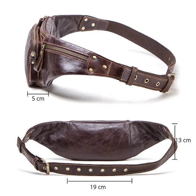 CONTACT'S Cow Leather Men Waist Bag New Casual Small Fanny Pack Male Waist Pack For Cell Phone And Credit Cards Travel Chest Bag 3