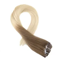 Moresoo бесшовные человеческие волосы для наращивания на заколках из полиуретана коричневого цвета для выцветания и отбеливания блонд#613 бразильские волосы Remy для машины 7 шт. 120 г