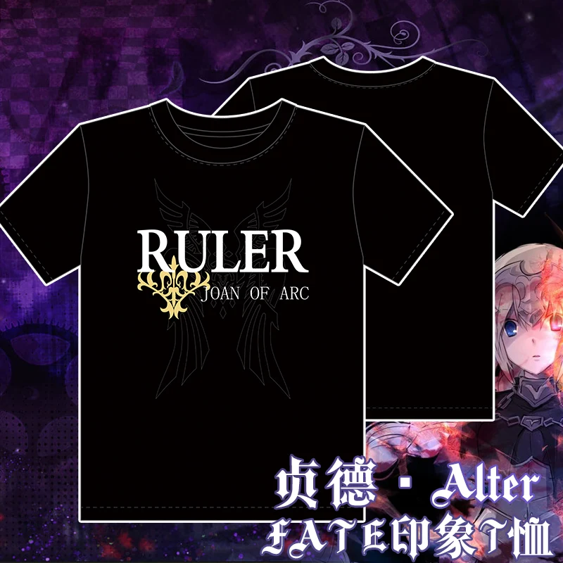Fate Series Joan of Arc Anime Unisex T-shirt Jeanne dɺrc Summer Short Sleeve Impressions TEE Tops Nice Patterns Color Black 9 | Женская