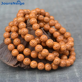 

Wholesale Natural Bodhi bracelets Yellow skin No teeth Small King Kong Bodhi Round 108 Buddha beads DIY original Hand String