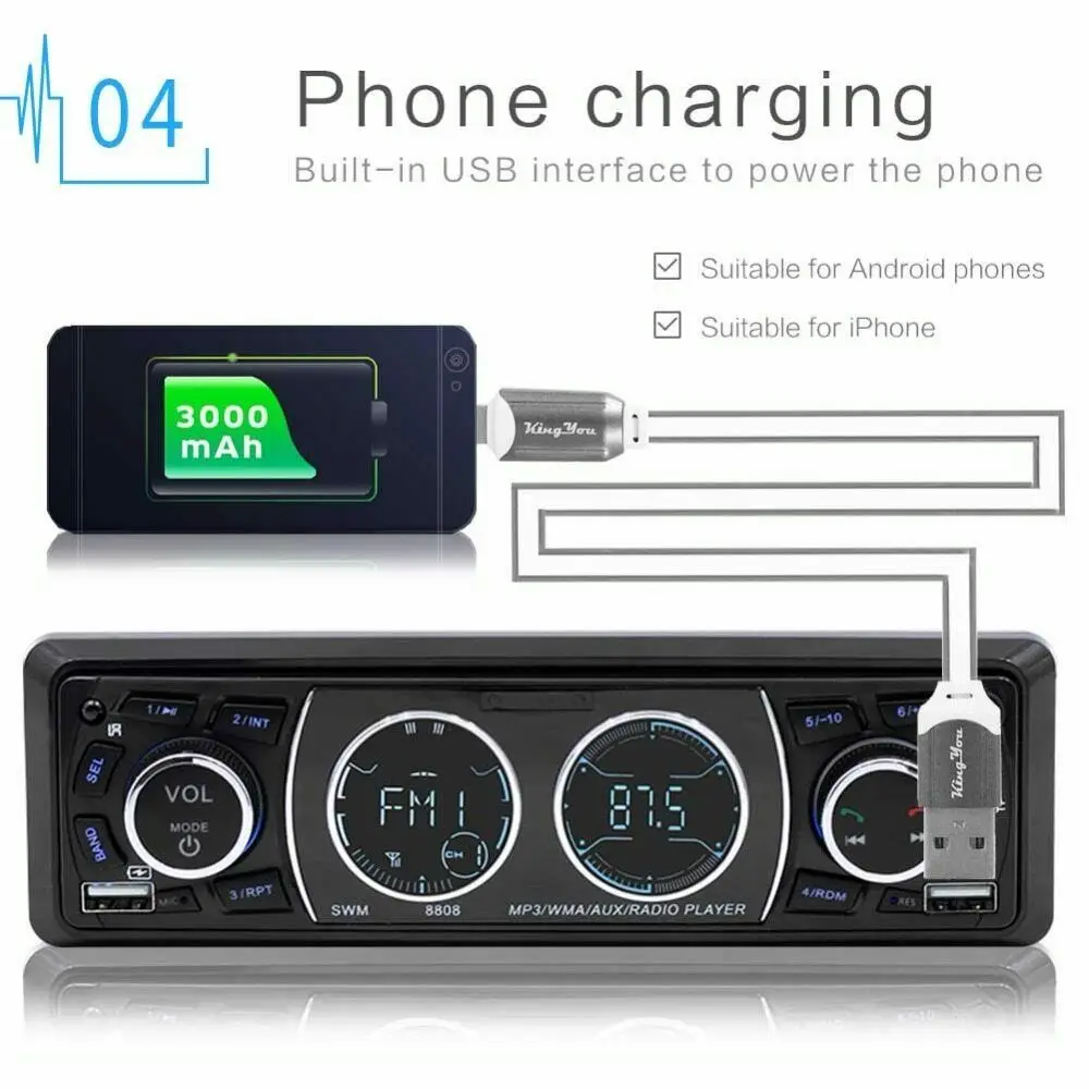

Car Audio MP3 Player Bluetooth FM AUX USB Card Play Stereo Car Radio 1 Din Multimedia Player Handsfree Remote Control AutoRadio