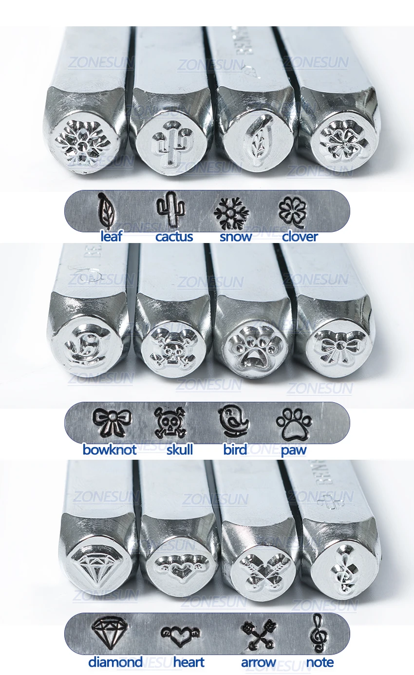 ZONESUN 4 шт. ювелирные изделия штамповка металла алфавит логотип стальные штампы плесень маркировка инструмент штамповки для Золотого кольца браслет ожерелье