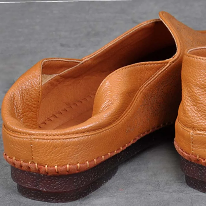 Pédale Véritable Chaussures Vache Loisirs Automne En Plat Semelle Douce noir Avec Chaussure Couverture De Feuille Mocassins Folk rouge Cuir jaune Un Pied Vent Beige 3Ajq5RSc4L