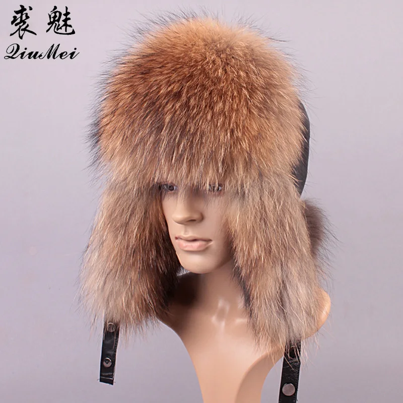mens leather and fur hats