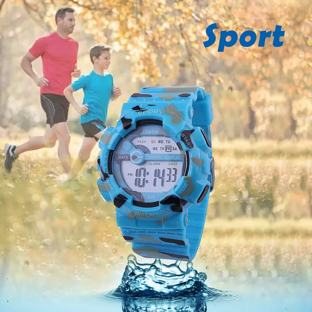 Многофункциональные спортивные часы цифровые электронные часы камуфляжные водонепроницаемые Модные наручные часы saat reloj relogio Часы