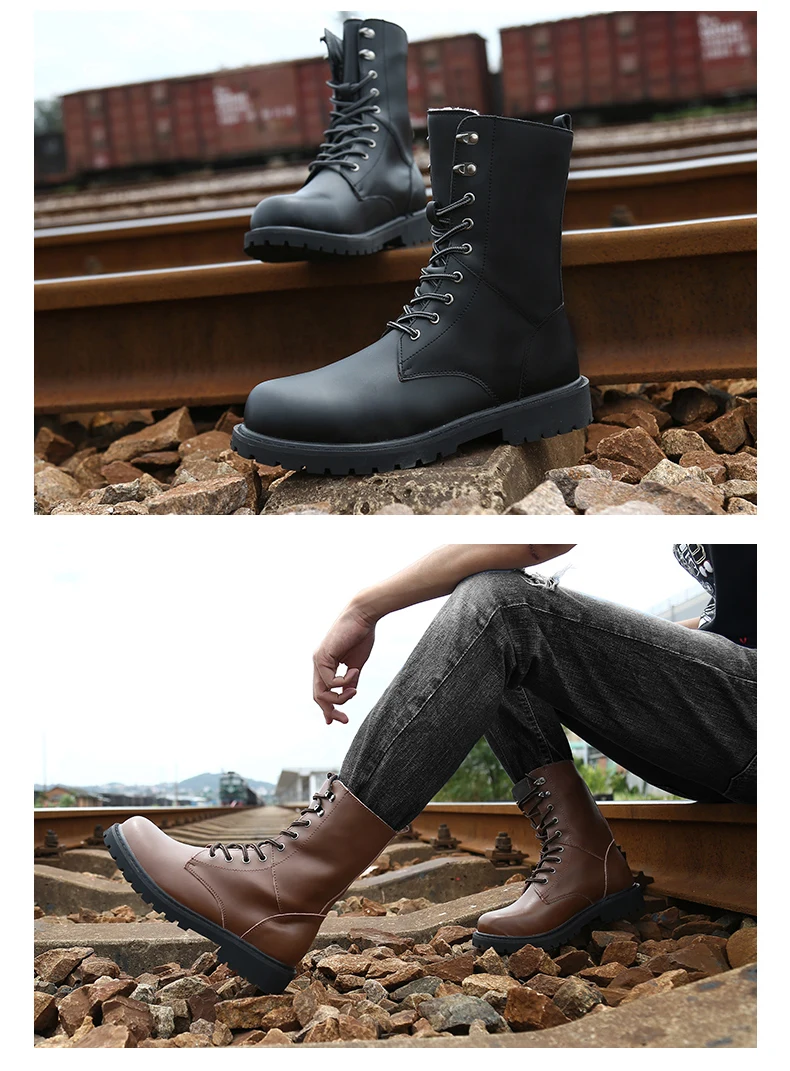 NEW Military Boots Men Winter Shoes Warm Men Leather Boots Footwear Cowboy Tactical Boots Men Casual Shoes