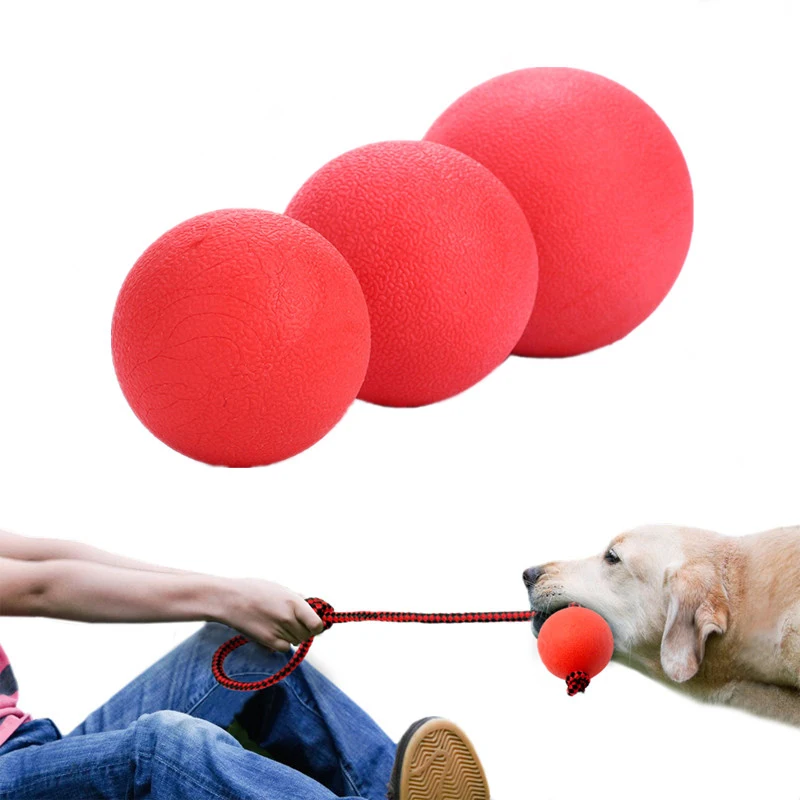 

Dog Chew Toy Rubber Ball Rope Teeth Bite Resistant Puppy Cat Interactive Training Balls Pet Supplies