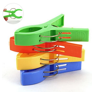 

4Pcs Beach Towel Clips, Large Plastic Windproof Clothes Hanging Peg Quilt Clamp Holder for Beach Chair