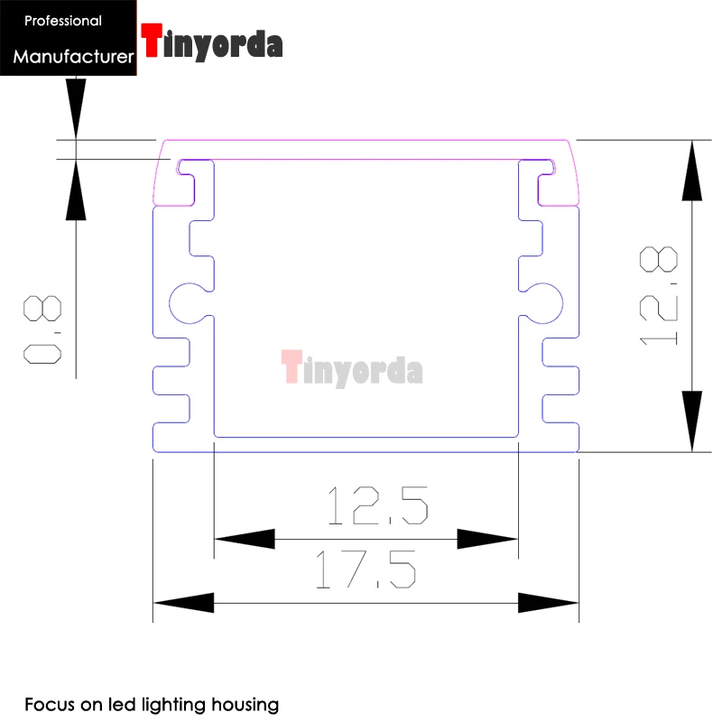 Tinyorda 100 шт.(длина 1 м) полоса Alu светодиодный профиль канала для 12 мм Светодиодные полосы света [профессиональный производитель] TAB1713