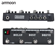 Ammoon pockmon multi-efeitos tira pedal de guitarra com tuner atraso distorção overdrive fx loop tap tempo efeito de guitarra pedal