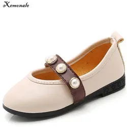 Xemonale/grls кожаная обувь 2018 новый стиль Детские Bean обувь детская тонкие туфли принцессы для маленьких девочек обувь