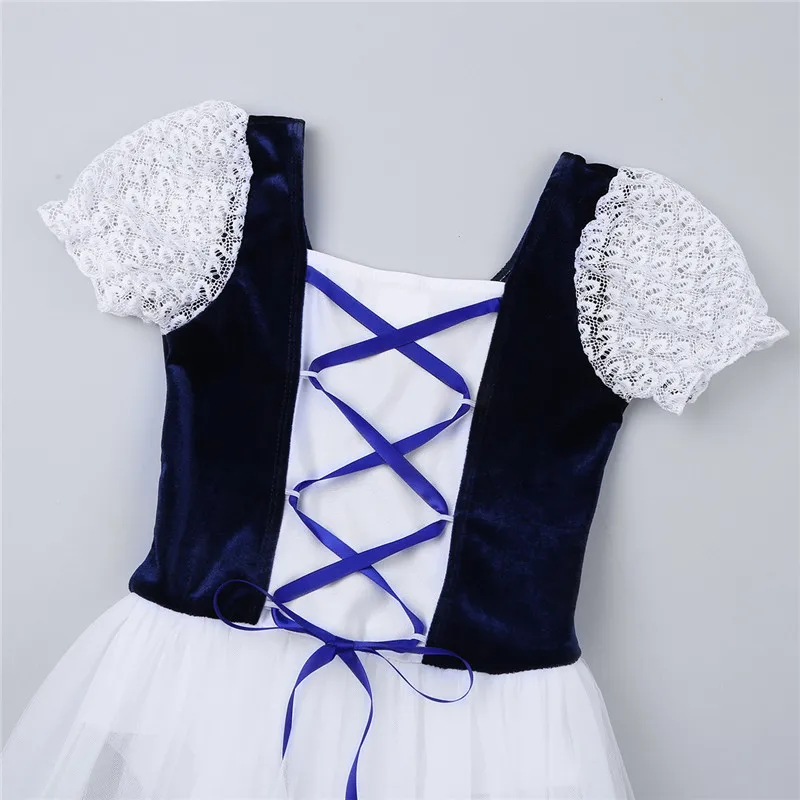 Teen Girls Professional Ballet Dresses Velvet Long Tulle Skating Dress 3-12Years Kids Ballet Dance Gymnastics Leotard Tutu Dress