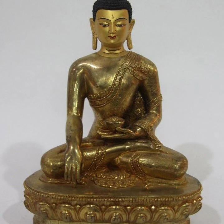 

Tibet Buddhism Copper 24K Gold Gilt Sakyamuni shakyamuni medicine buddha Statue