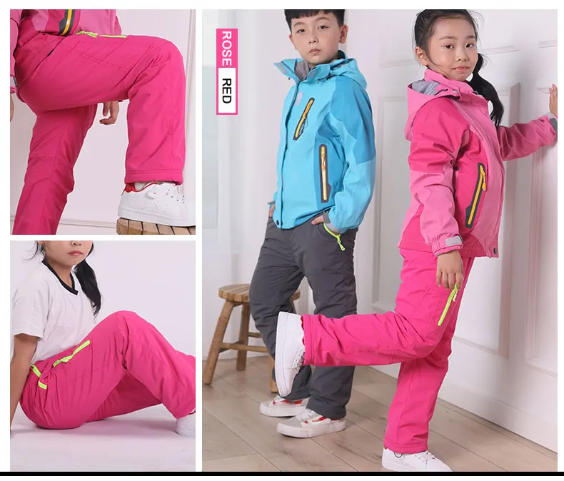 Facecozy для мальчиков и девочек; зимние Утепленные походные брюки из берберского флиса; Детские теплые ветрозащитные лыжные флисовые брюки