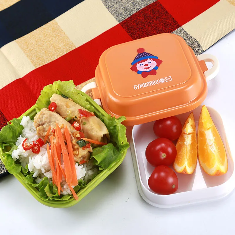 

Portable Cute Animal Printed Lunch Box Double Layers Microwave Dinnerware Children Baby Food Storage Container Case Travel Camp