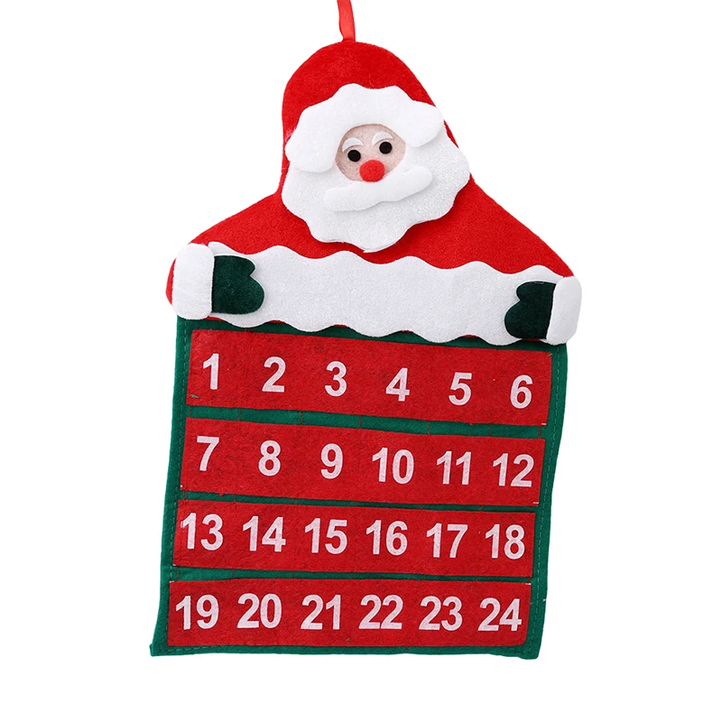 Счастливого Рождества Рождественский календарь украшения Санта-Клаус календарь Advent обратного отсчета орнамент висит баннер рождественские украшения