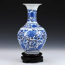 Керамика синяя и белая фарфоровая ваза украшения дома ремесла