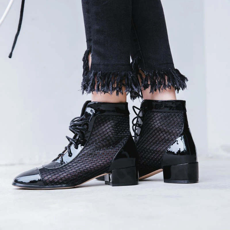 Air-mesh-ankle-boots-for-women-middle-heels-black-sandals-runway-stlye-cross-tied-long-boots (5)