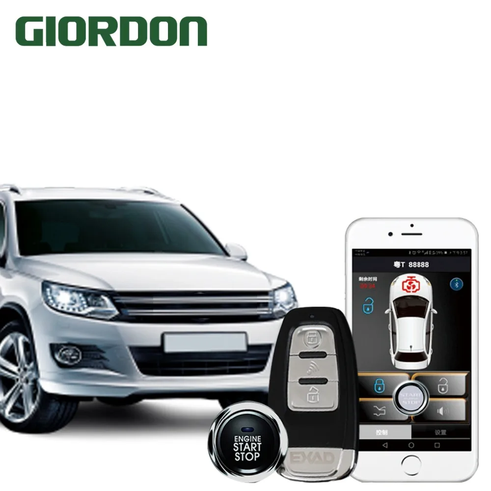 

Smart phone control car PKE one-click start anti-theft system close to unlock leave lock belt vibration alarm function