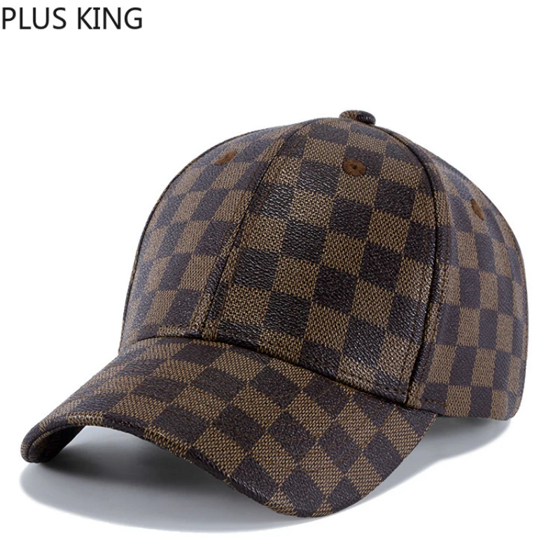 

New Arrival High Quality Faux Leather Baseball Cap Men Women Plaid Snapback Dad Hat Adult Cap Father Gift