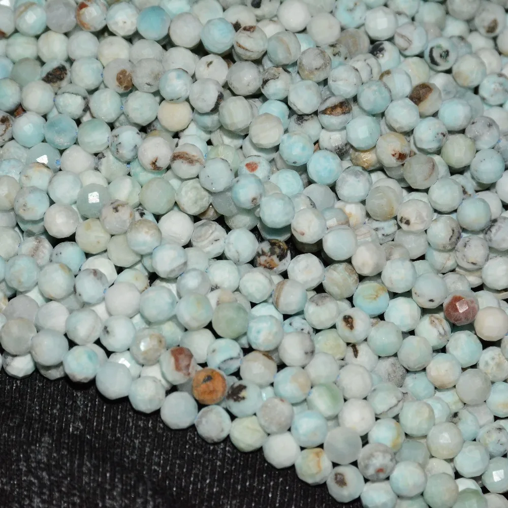 

Natural Simple Quality Larimar Faceted Loose Round Beads 5.2 - 5.5mm