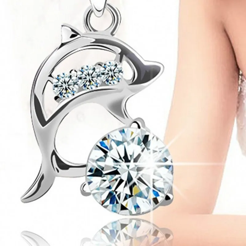 

Dolphin Necklace Pendant, European and American Fashionable Lady Individual Character Crystal Necklace Pendant#256