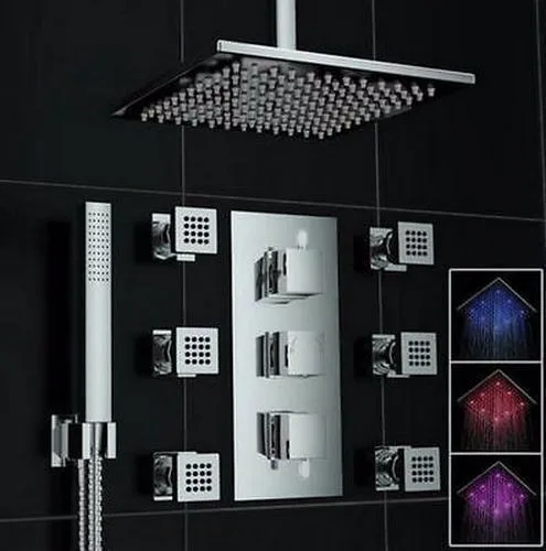 Torayvino светодиодный набор для душа chuveiro ванная душевая головка кран горячей и холодной смеситель вода светодиодный потолочная душевая панель водопроводный кран