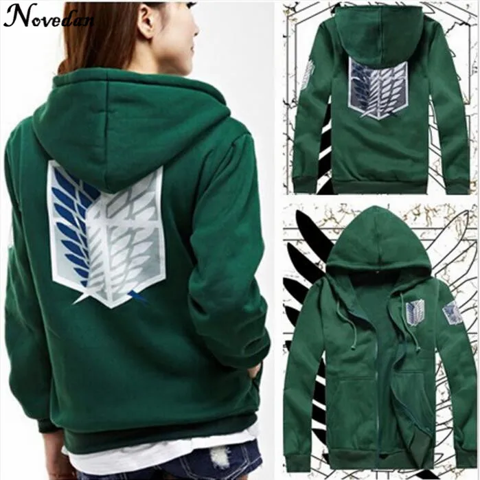 Anime Attack on Titan Cosplay Costumes Hoodie Green Black Scouting Legion Hooded Jacket For Women Men
