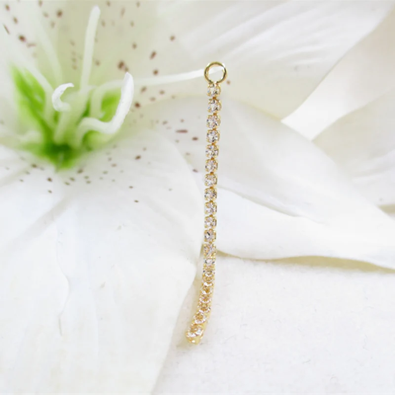 

K color Gold color Copper rhinestone end Chain Charms for making DIY jewelry accessories 41*1.6mm 5pcs